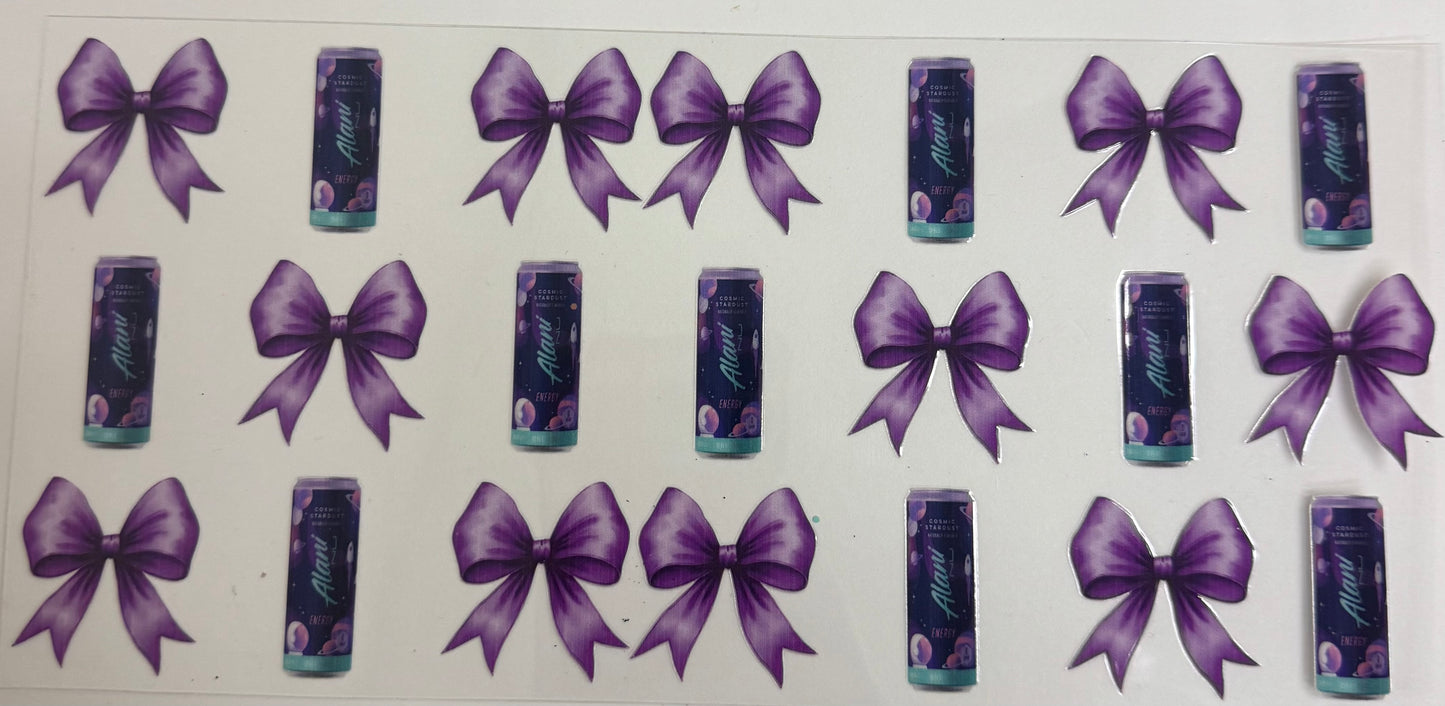 Cup wraps uvdtf Alani cosmic stardust with purple bows