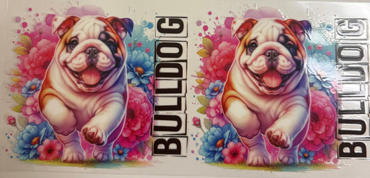 Cup wraps uvdtf bulldog dogs floral