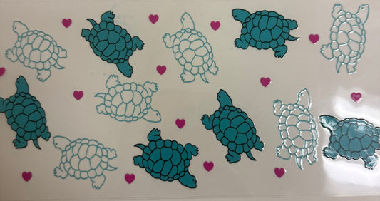 Cup wraps uvdtf teal turtles pink hearts