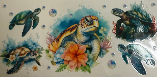 Cup wraps uvdtf turtles under the sea floral