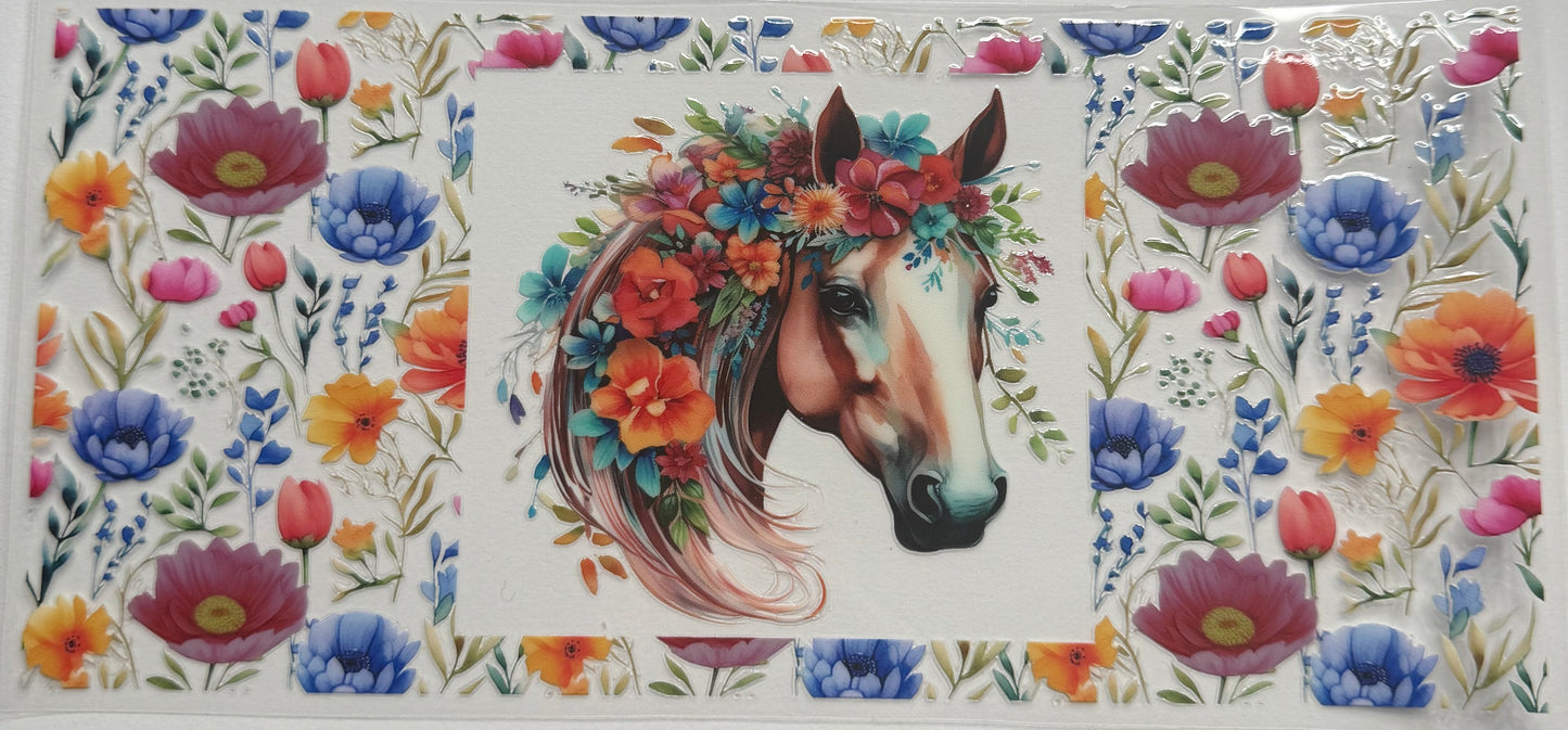 Cup wraps uvdtf horse with floral