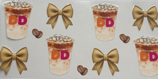 Cup wraps uvdtf Dunkin donut drinks with bows