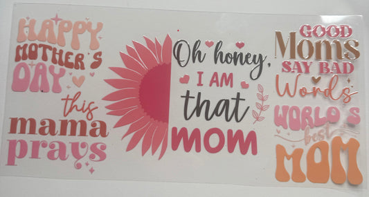 Cup wraps uvdtf oh honey I am that mom with sunflower
