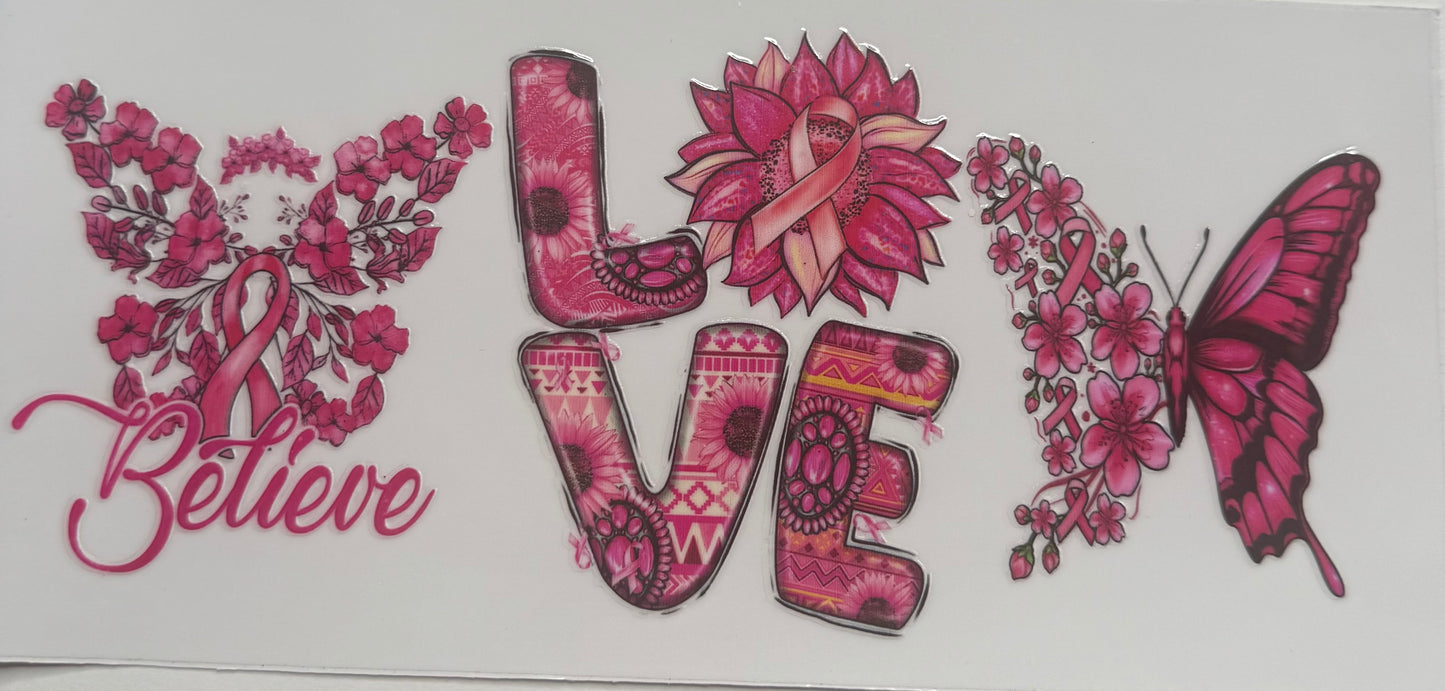 Cup wraps uvdtf breast cancer with butterfly