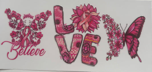 Cup wraps uvdtf breast cancer with butterfly