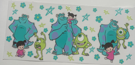 Cup wraps uvdtf monster inc with floral and stars