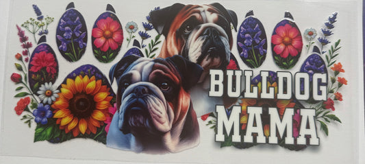 Cup wraps uvdtf bulldog mama with paw print floral