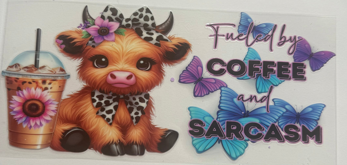 Cup wraps uvdtf highland cow fueled by coffee and sarcasm