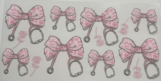Cup wraps uvdtf nurse stethoscope pink bow