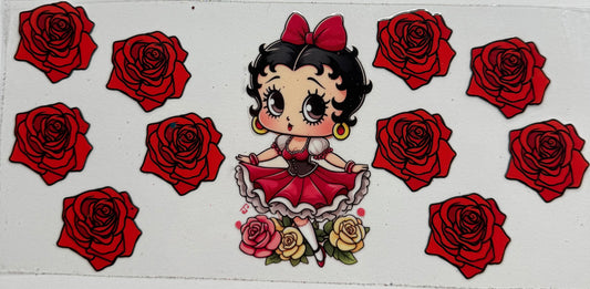 Cup wraps uvdtf Betty boop with red roses