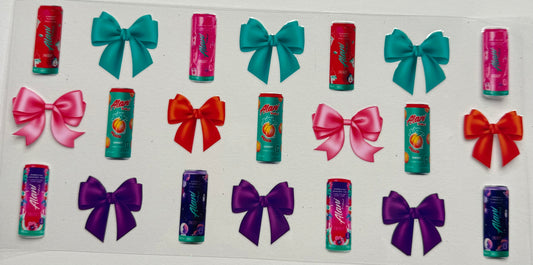 Cup wraps uvdtf Alani drinks with teal bows