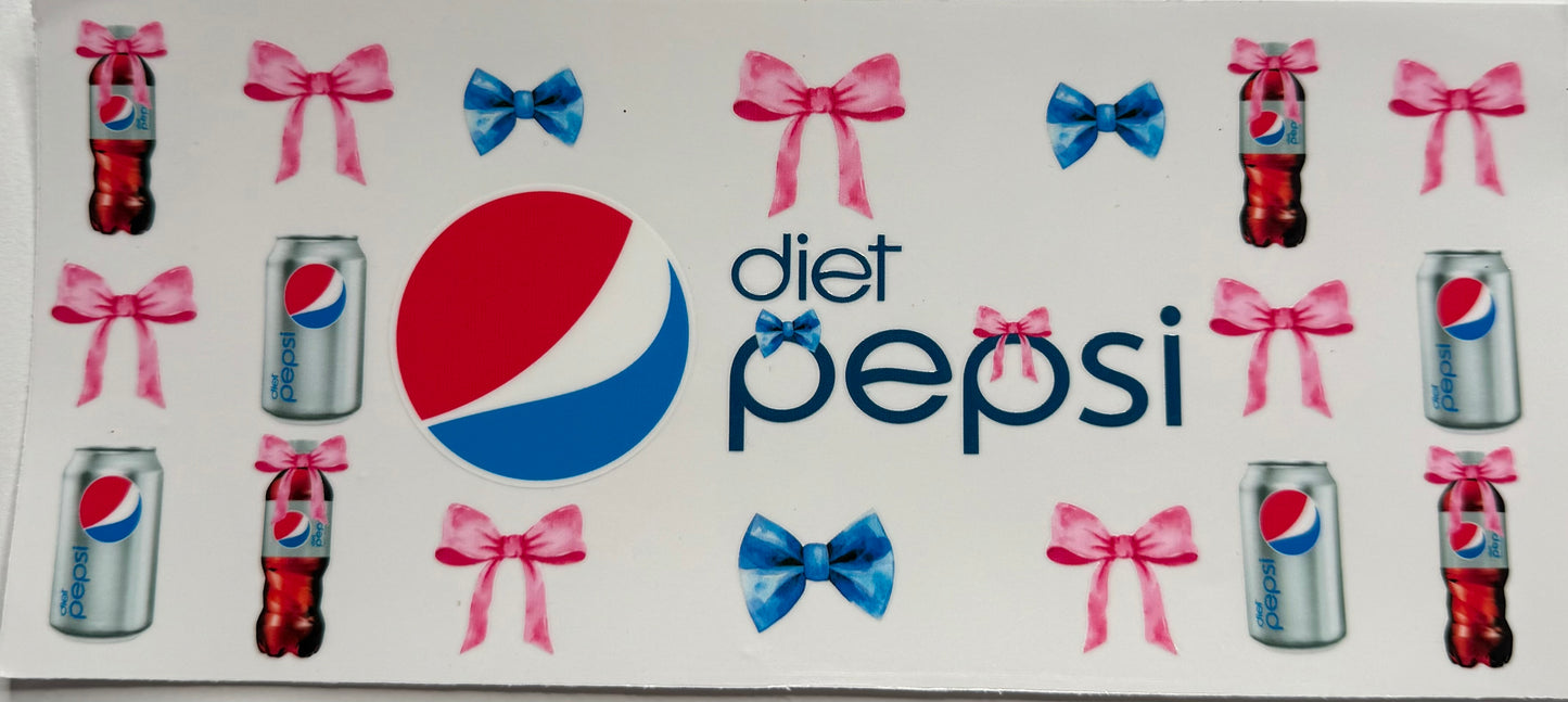 Cup wraps uvdtf Diet Pepsi with pink bows