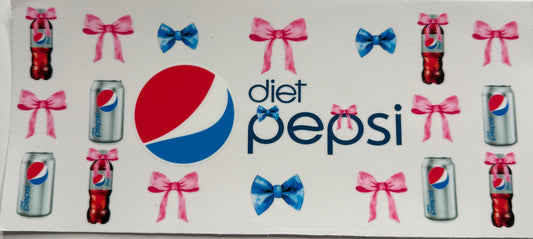 Cup wraps uvdtf Diet Pepsi with pink bows