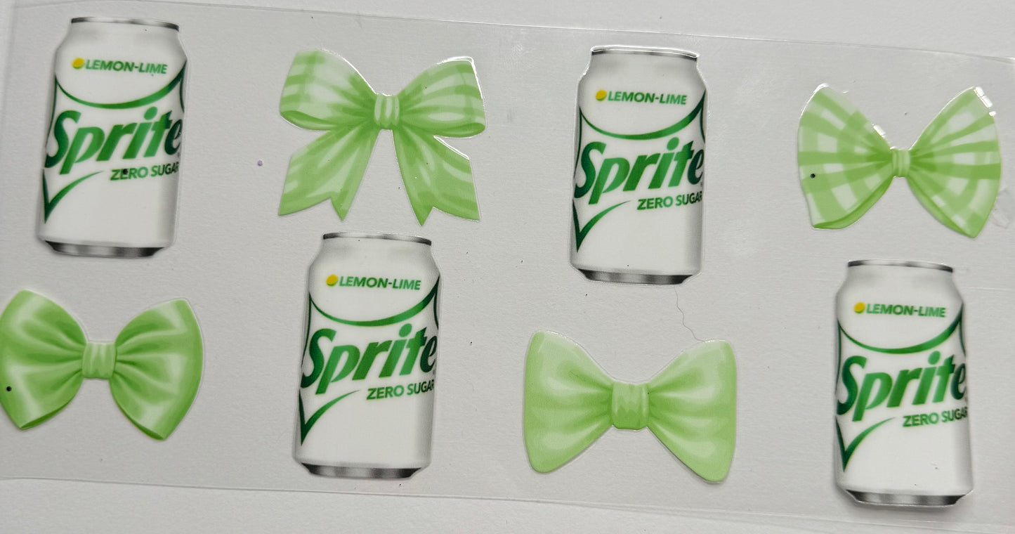 Cup wraps uvdtf sprite lemon zero soda with green bows
