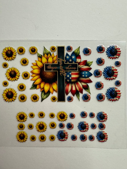 Uvdtf wraps Mini Stanley faith cross sunflower
