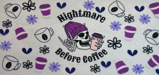 Cup wraps dtf nightmare before Coffee with skull