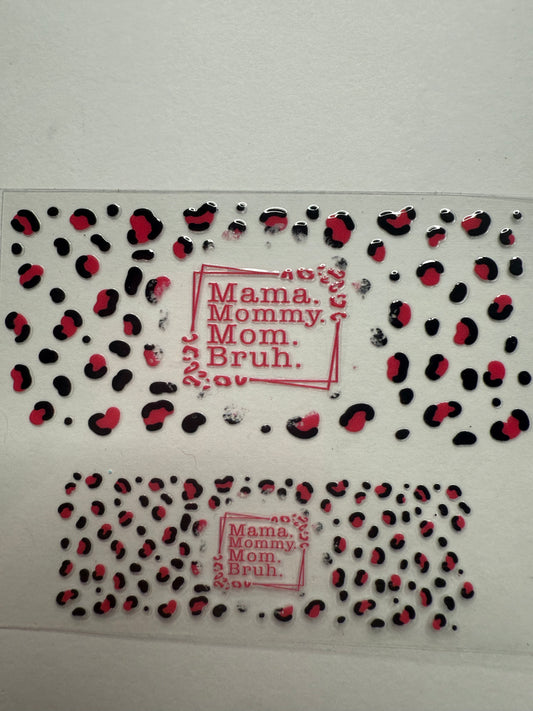 Uvdtf wraps Mini Stanley leopard print mama mommy mom bruh