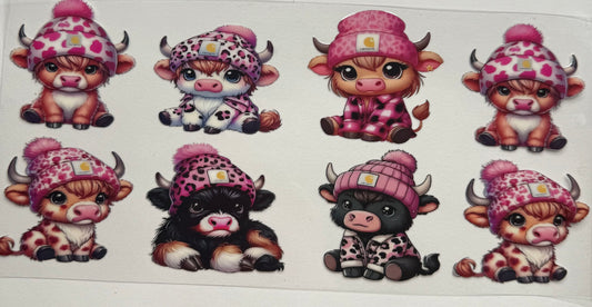 Cup wraps uvdtf bunch of highland cow with carhartt hats