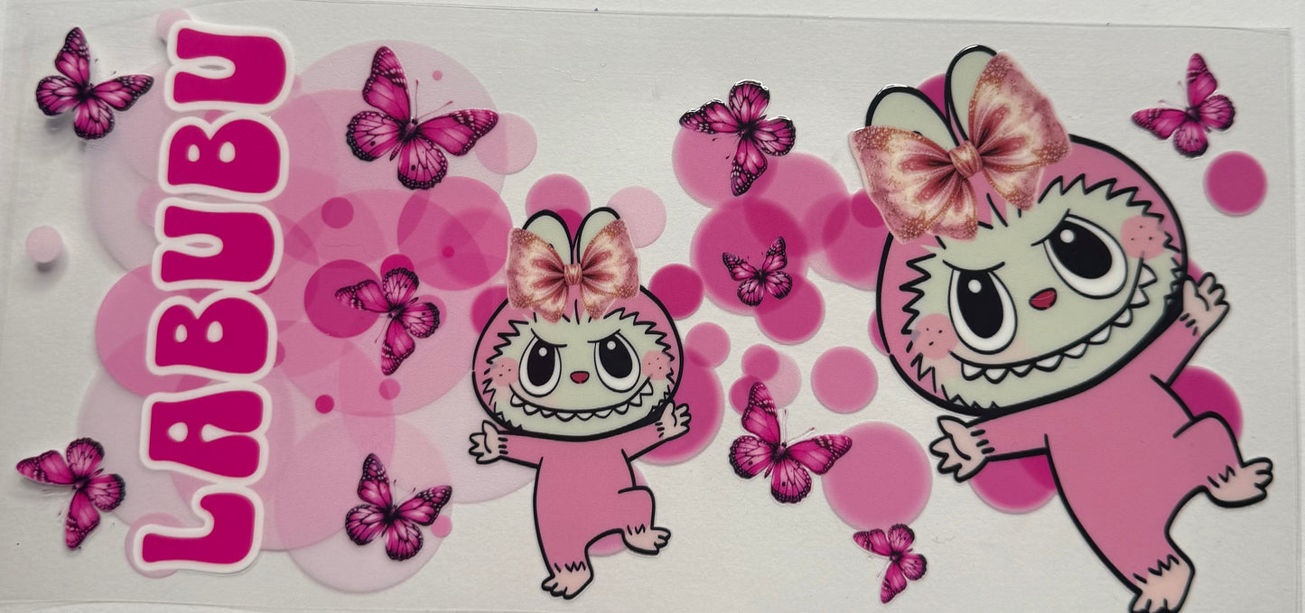 Cup wraps uvdtf pink labubu butterfly