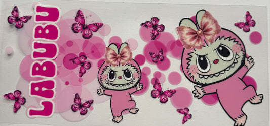 Cup wraps uvdtf pink labubu butterfly