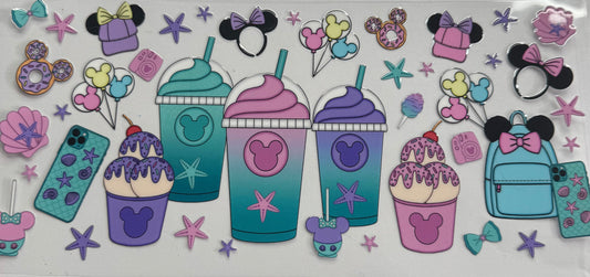 Cup wraps uvdtf transfer Mickey drinks mermaid theme