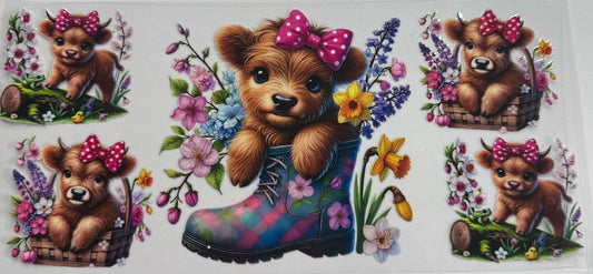 Cup wraps uvdtf highland cow boot