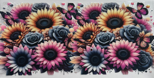 Cup wraps uvdtf Sunflower butterfly