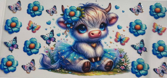 uvdtf  transfer wrap Blue highland cow