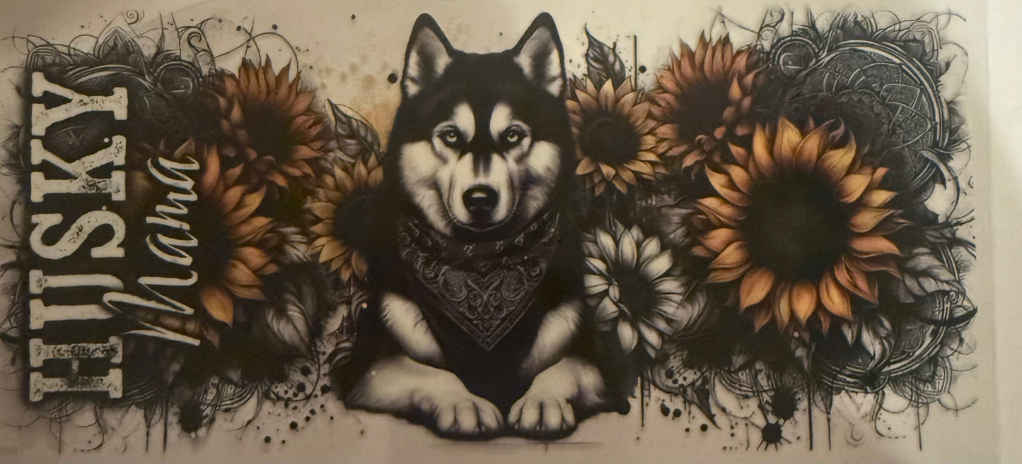 Cup wraps uvdtf husky mama sunflowers