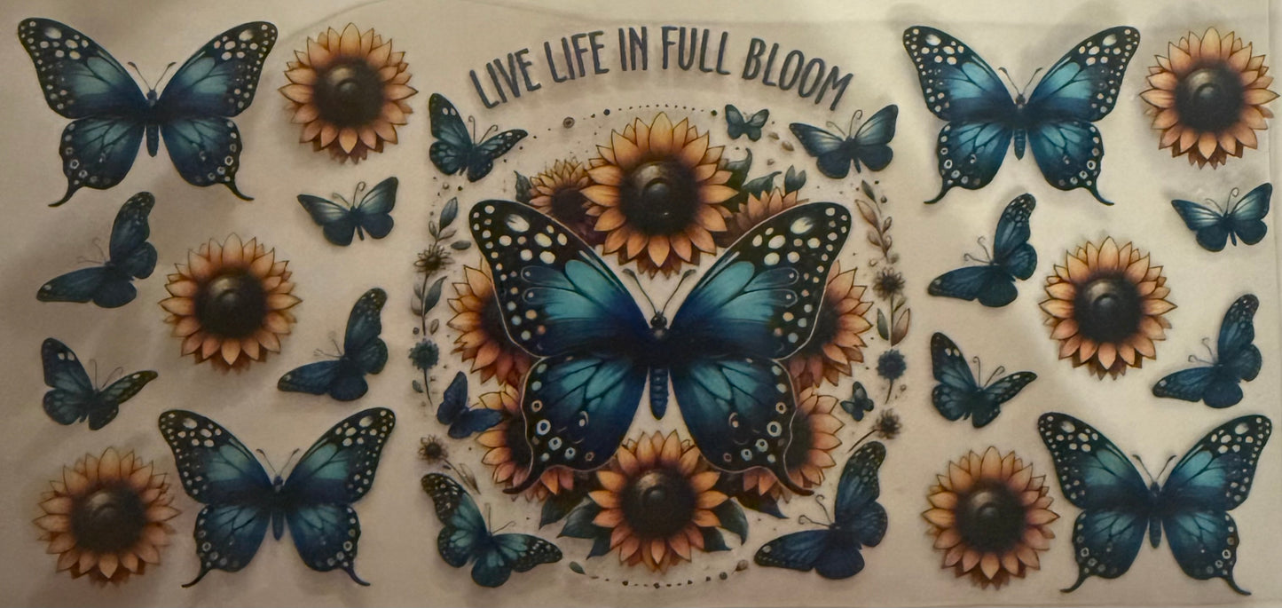 Cup wraps uvdtf butterfly’s and sunflowers and live life in full bloom