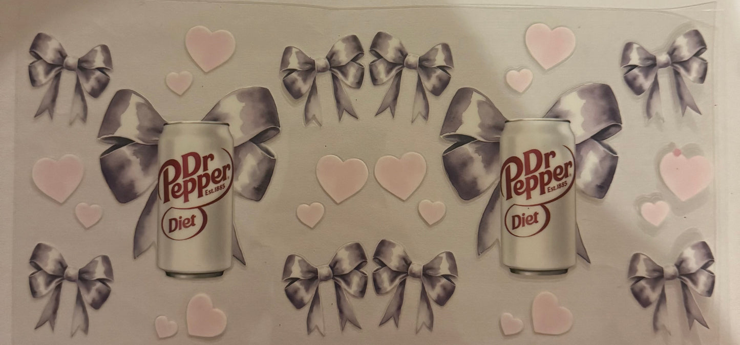 Cup wraps uvdtf dr Pepper, diet with silver bows