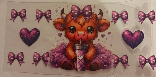 Cup wraps uvdtf purple highland cow with bows