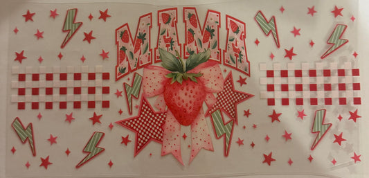 Cup wraps uvdtf strawberry mama with bow