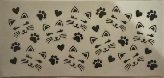 Cup wraps uvdtf cat faces with paw print