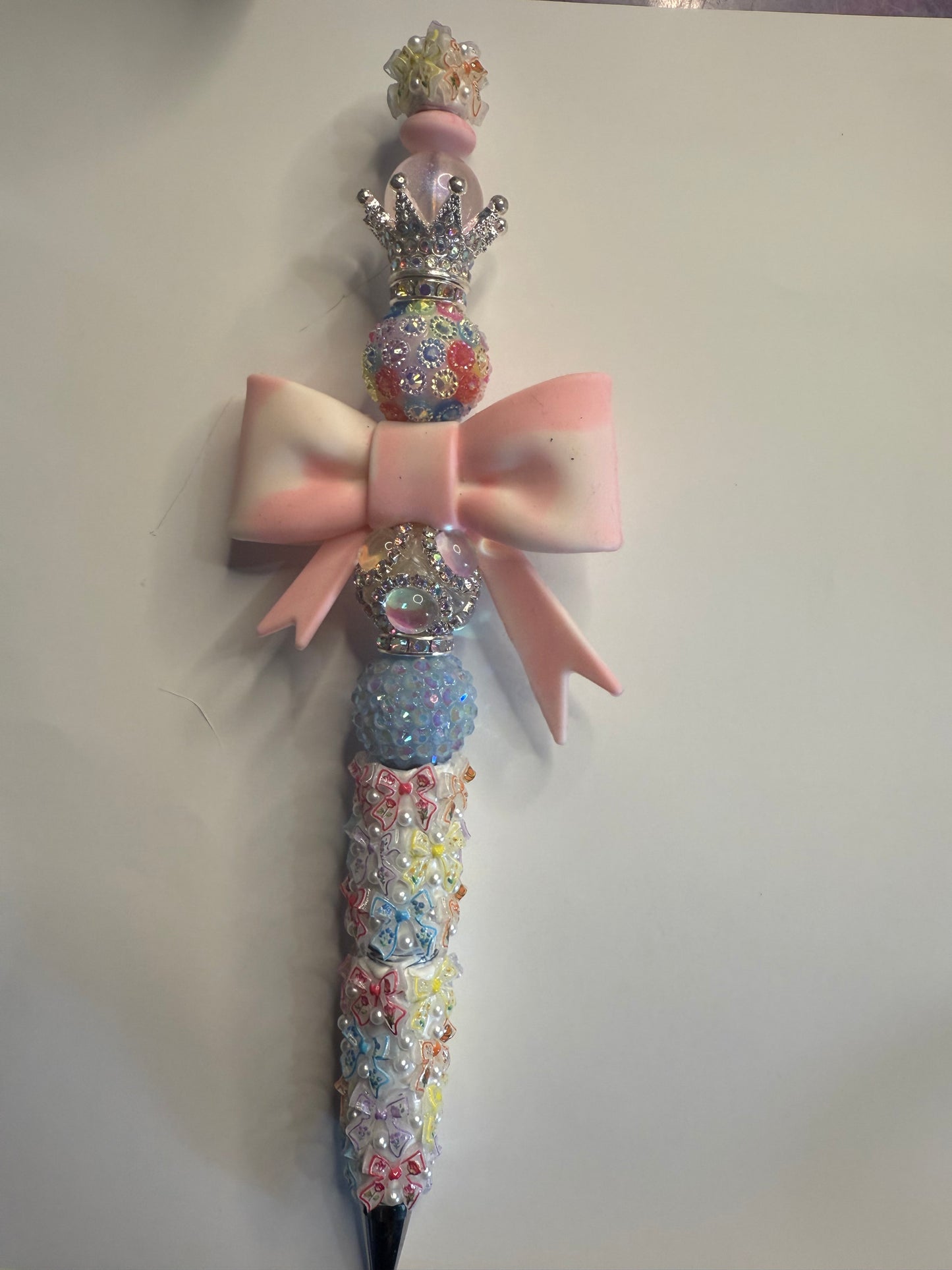 Beadable pen pre made ready to ship rainbow bows