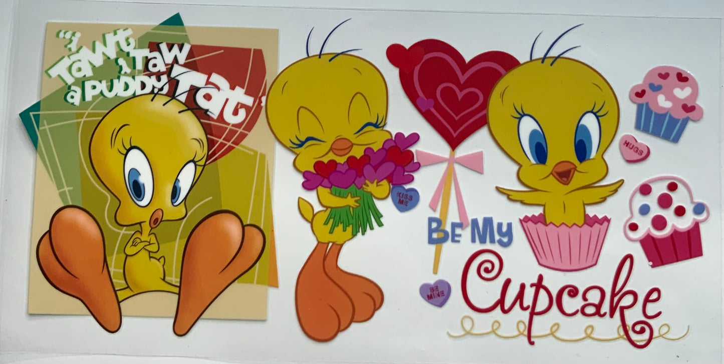 uvdtf  transfer wrap tweety bird with floral