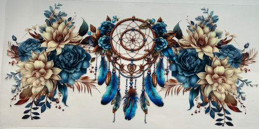 uvdtf  transfer wrap dream catching floral blue and cream