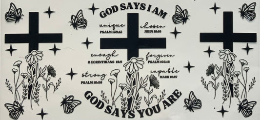 uvdtf  transfer wrap faith black god says I am