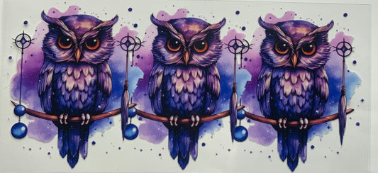 uvdtf  transfer wrap purple blue owl