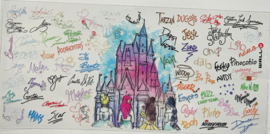 uvdtf  transfer wrap princesses backs  with castle and signatures