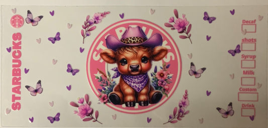 uvdtf  transfer wrap Starbucks cowgirl highland cow
