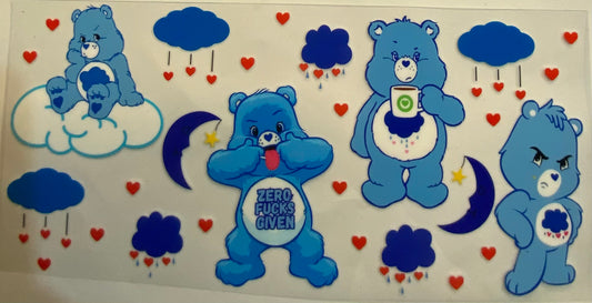 uvdtf  transfer wrap Care Bears zero fucks given