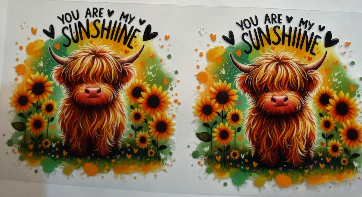 uvdtf  transfer wrap highland cows you are my sunshine with sunflowers