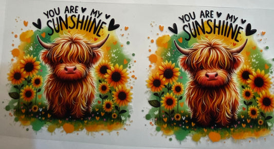 uvdtf  transfer wrap highland cows you are my sunshine with sunflowers