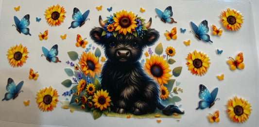 uvdtf  transfer wrap highland cows sunflowers butterfly’s