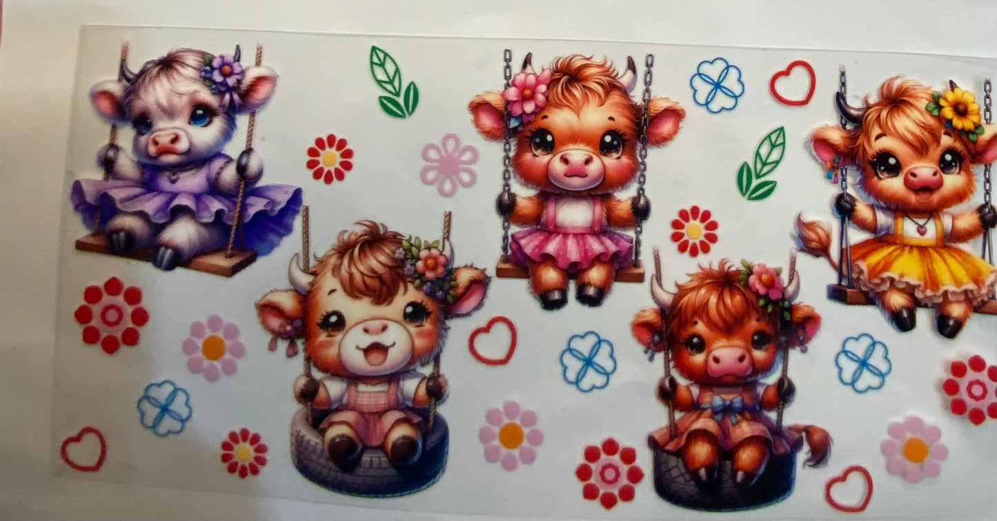 uvdtf  transfer wrap highland cow on tire swings