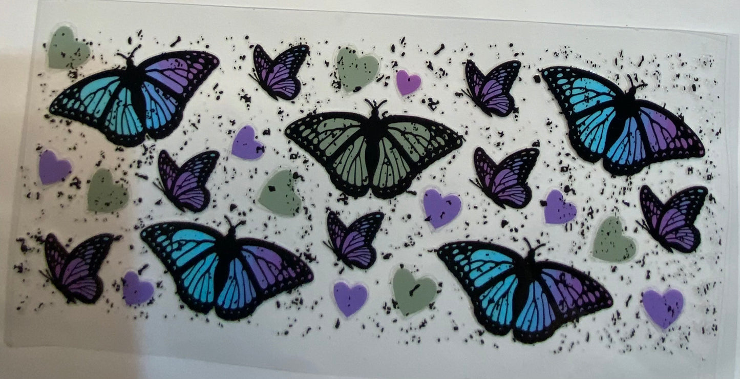 uvdtf  transfer wrap blue green butterfly’s