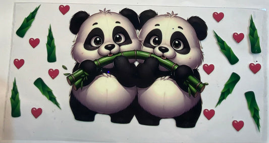 uvdtf  transfer wrap panda bears with bamboo