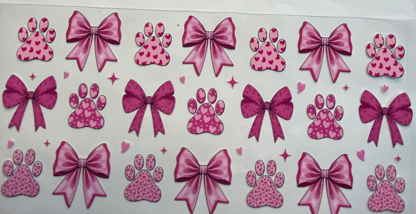 uvdtf  transfer wrap paw print with bows