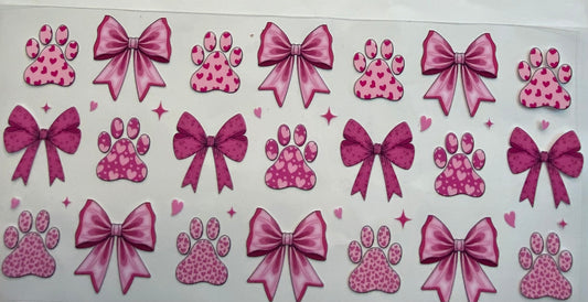 uvdtf  transfer wrap paw print with bows
